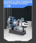 DM122 All Metal Turbofan Engine Kit With 170 Plus Pieces on display showing realistic gear drive mechanics.