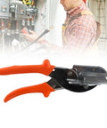 Five Degree Corner Line Sealing Scissors in front of electrician using tools, ergonomic handle, precision five degree angle shears.