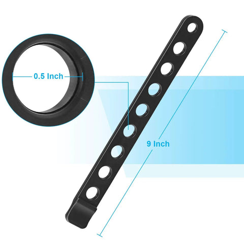 Must Have Six Piece Black Rubber Strap Set with 9 Inch Length and 0.5 Inch Hole for Bike Rack Replacement, Durable Cycling Wheel Strap
