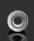3/8-16 Serrated Flange Hex Lock Nuts Stainless Steel 18-8 304 Bright Finish 10 Pack Inch Thread Durable, top view