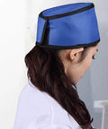 Pro Grade Lead Shielding Cap For Radiation Safety, 0.35/0.5 Millimeter Lead Equivalents, Easy On Off Hook And Loop Back in blue