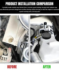 Product installation comparison, before and after, with 2 Pack Rad Coolant Reservoir Cap For Infiniti And Nissan Radiator Overflow Tank Engine Water Cooling Cap Replacement Compatible With OEM 21712-79900 Black Finish Durable Car Cooling System Cap.