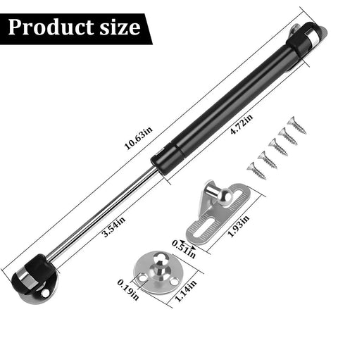 Diagram of Two Pack Car Gas Prop Spring Struts 100N Heavy Duty Lift Support With Mounting Brackets, dimensions shown