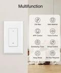 Single Pole 2.4GHz WiFi Smart Light Switch For Lights Works With Alexa And Google Home Neutral Wire Required Remote And Voice Control UL Certified Four Pack Not For 3 Way Homes with multifunction options