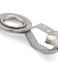 Close-up of a stainless steel pull loop connector for 8 and 10 beaded ball chains, part of the Eight And Ten Beaded Ball Chain Pull Loop Connectors.