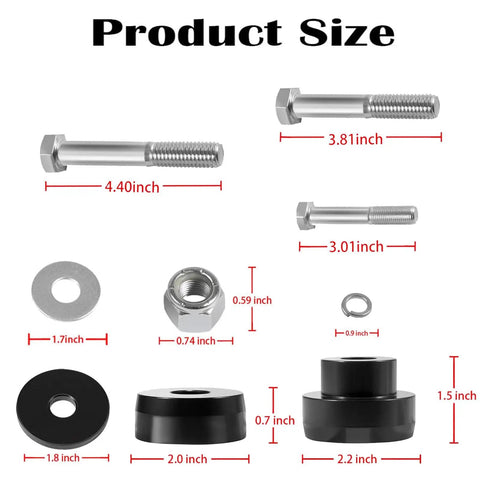 Beef Up Your Ride With This Billet Aluminum Body Mount Bushings Kit For Camaro Nova Chevy II 1968 To 1981 product size with components.
