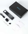Ender 3 V3 SE And KE Filament Runout Sensor Kit With LED Light components, including sensor, wires, and user manual on display
