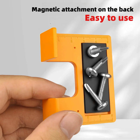 Quick-Install Cabinet Door Hinge Adjustment Tool Kit Magnetic 2mm Gap Alignment Jig Shims Spacer close-up with screws attached