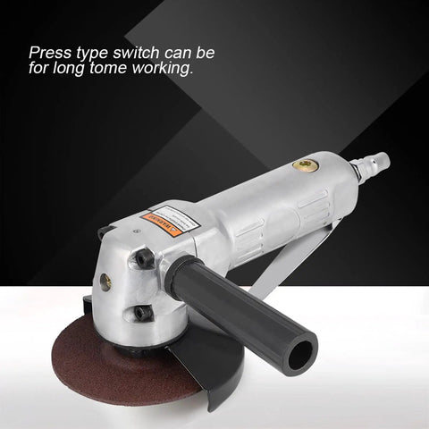 Badass Pneumatic Angle Grinder Coupled With A Four Inch Sanding Pad Delivers Eleven Thousand Rpm for efficient metal polishing tasks.