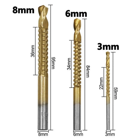 Six Piece Step Drill Bit Kit With Cool Triangle Handles For Metal And Wood, Heavy Duty HSS Hole Cutter Tool For Electric Drills And Bench Tools That Works Like A Champ., 3mm 6mm 8mm HSS step drill bits
