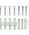 Heavy Duty Bifold Door Hardware Kit Handles The Hustle By Delivering Top Bottom Steel Pivots Tough Guide Wheels And Spring Loaded Parts For Zero Hassle Closet Upgrade Projects Right Out The Box with steel pivots, plastic wheels, and springs.