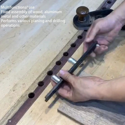 Hands adjusting Beefy Aluminum Planing Stop Board For Woodworking Your Go To Workbench Baffle Durable Alloy Stop That Installs Easy With Wood Or Metal 19mm Thick Stable And Planing Ready Multi Material Compatibility