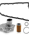 Transmission Filter Oil Cooler Kit With Oil Pan Gasket For Your Nissan Infiniti QX60 Maxima Murano Pathfinder Quest 3.5L Non Hybrid 2013 2014 2015 2016 Replaces OE Numbers B462 0440455 31726 28X0A 31726 3JX0A, showing components including metal filter and gasket