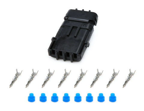 Hot Rod And Truck Weather Pack Sealed Connectors With 4 Pin Plugs In Durable Black Plastic Body For Direct OE Replacement And Easy Plug-N-Play Install To Fix Your Electrical Wiring Hurdles Fast Today, black housing with terminals