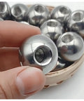 Stainless steel threaded piercing ball with internal M8 thread; 45 mm diameter, shiny metal finish, multiple balls
