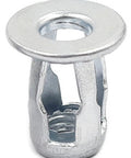 Heavy Duty 2 Pack Petal Rivet Expansion Plugs With Nut Jack Threaded Screw Anchors image showing a close-up of steel wall anchor for installation.