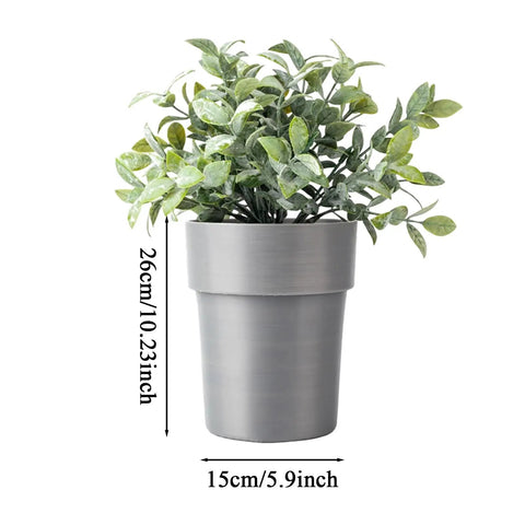 Stealth Mini Flower Pot Safe With Realistic Plant Deco And Key Lock Secret Stash Box For Cash Keys Phones 15cm gray ABS pot with faux plant.