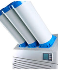 Industrial Grade Portable Air Conditioner With Triple Cold Air Nozzles To Crush Summer Heat Fast Covers Two Thousand Six Hundred Square Feet For Workshops And Server Rooms Features Quick Clean Washable Filters And Rolls Anywhere You Need It with three air nozzles for focused cooling.
