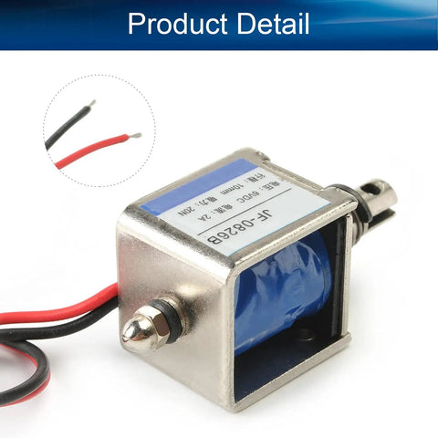 6V DC Push Pull Solenoid Electromagnet 20N Lift Open Frame Linear Motion Actuator 2A 12W 10mm Stroke For Precision Automation Projects JF-0826B-6V Dope For DIY Makers, open-frame metal body with red and black leads
