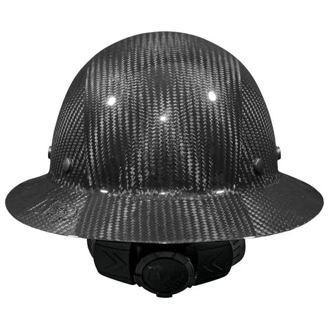 Carbon Fiber Full Brim Hard Hat With 6 Point Ratchet Suspension OSHA ANSI Rated Lightweight Head Protection For Men On The Job Site