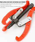 Close-up of Beefy Heavy Duty Hydraulic Three Jaw Gear Puller Kit with thickened jaws in high carbon steel, 12 inch tool.