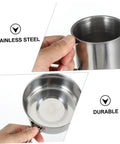 8 Piece Portable Stainless Steel Camping Cookware Set With Fire Resistant Pots And Bowls shown in hand for size