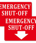 2 Pack Aluminum Emergency Shut Off Sign With Down Arrow Reflective Weatherproof Rust Free Safety Sign For Doors And Walls