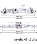 CNC Aluminum Front Straight Axle Kit For 1/10 Scale RC Crawlers, Black Anodized Hubs with 30T/8T Gearing, weight shown as 491.6 g/set