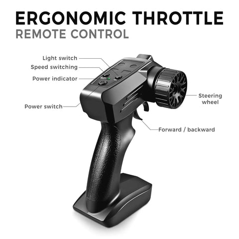 Ergonomic remote control for One Twenty Fourth Scale RC Drift Car With Four Wheel Drive Dual Speed Up To Twenty Kilometers Per Hour LED Lights