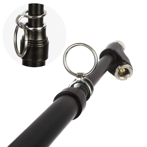 WYNNsky heavy-duty dual-head air pressure gauge with extended tube, black housing, and metal key ring