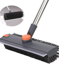 64 Inch Floor Scrub Brush With 360 Degree Swivel Head And Detachable Long Handle For Heavy Duty Cleaning Of Concrete Floors Grout Patios Decks Garages And Gardens Squeegee Included With Right Angled Bristles