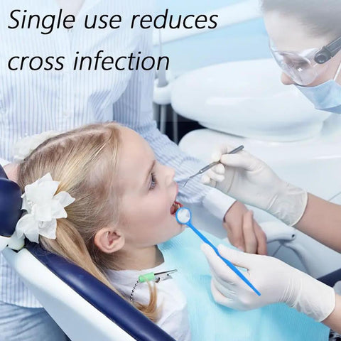 100 Count Disposable Dental Mouth Mirrors Kit, Anti Fog, Individually Wrapped Oral Inspection Mirrors In 4 Assorted Colors, Perfect For Dental Clinics Or Home Care, Hygienic And Easy To Use. Single-use mirror used in child dental exam