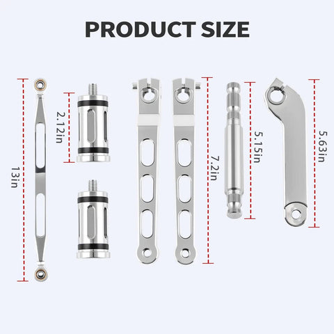 4 Piece Heel Toe Gear Shifter Lever Kit For Harley Touring 1984 2016 schematic with dimensions and chrome finish