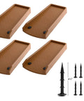 17-Inch Downspout Splash Block And Gutter Extender Kit, 4 Pack With 8 Hard Plastic Stakes, Brown, shown with package contents