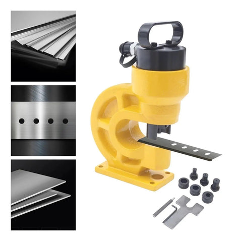Heavy Duty Ch-60 Hydraulic Crimping Tool showing yellow construction with tungsten steel dies for busbars and angle steel.
