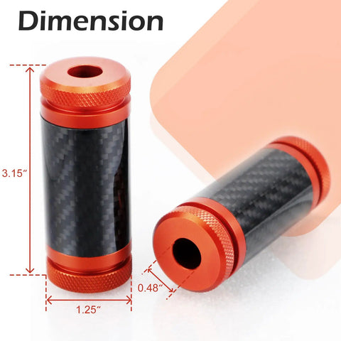 Dope 1.25 Inch Crash Bar Sliders End Caps With CNC Carbon Fiber Inlay Orange Rugged Aluminum Guard Caps dimensions shown