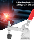 Vertical Toggle Clamp 100Kg Pull Force With Ergonomic Handle 70mm Length 45 Carbon Steel Construction Rock Solid Quick Operation Holding Clamp For Machining Assembly And Industrial Testing, red handle