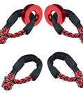 Heavy Duty Synthetic Soft Shackles With Black Red Protective Sleeve Four Pack Plus Two Recovery Rings 38000 Lbs Shackles And 41000 Lbs Rings For Off Road Rigs ATV UTV SUV Trucks Marine Farming Industrial, showing two red recovery rings and four shackles