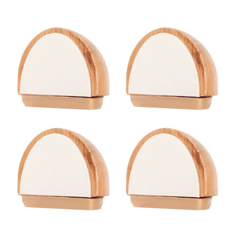 Four Pack Silent Shock Absorbent Wood Door Stoppers No Drill Needed Protect Floors in Bedroom Bathroom Living Room