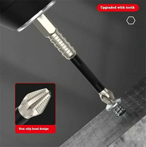 Side view of Magfixer K5 high-magnetic screwdriver drill bit set, 150mm length, with anti-slip head.