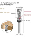 2+2 Flutes Compression Router Bit 1/4 Inch Solid Carbide Shank for Perfect Plywood and Veneer Cuts No Tear Out on Hot CNC Jobs