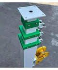 Close-up of the Rock Solid Manual Telescopic Lift Pole with Heavy Duty Mechanical Winch for Emergency Lighting Mount.