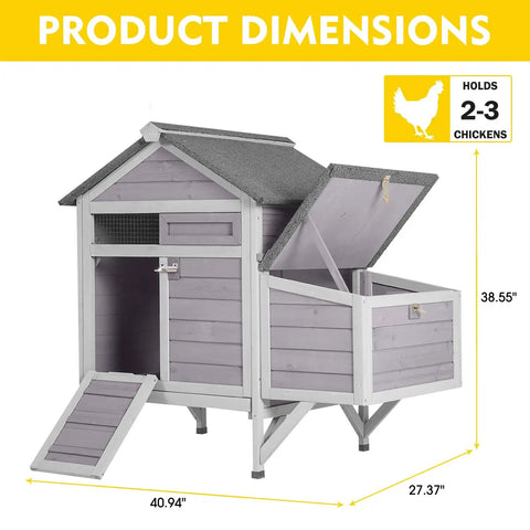 Wooden Chicken Coop For Two Chickens With Expandable Run Nesting Box And Pull Out Tray Outdoor Hen And Duck Shelter