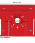 Rock Solid Router Table Insert Plate Featuring Precision Miter Gauge Guide Fence and Hassle Free Sliding Brackets for Quick Trim Router Setup, 240x200x5mm, aluminum, red color.
