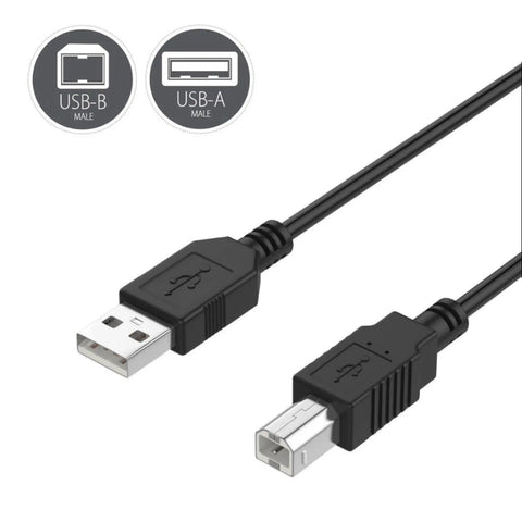 Legit Six Foot USB Replacement Cord For Provo Craft Cricut Explore Air One And Two Cutting Machines With Slick Anti Interference Magnet Ring For Straight Up Reliable Power - USB-B and USB-A male connectors.