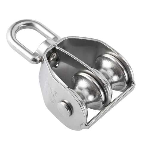 M25 Double Pulley Block Kit With 2 M8 Carabiners, 304 stainless steel swivel pulley, built tough heavy duty, lifting and cable loading