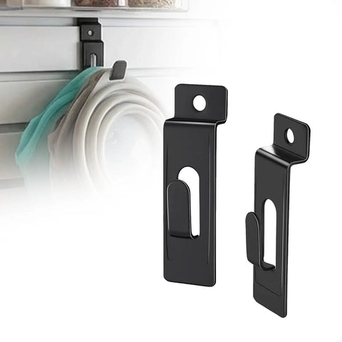 20 Pack Slatwall Notch Hooks For Flexible Displays Heavy Duty Metal Hangers shown with storage use and close-up detail