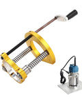 Heavy Duty Aluminum Router Table Lift System With Precision Handle Hassle Free Height Tuning For Woodworking Crews Fits 64 To 66 Millimeter Motors, showing lift mechanism and motor.