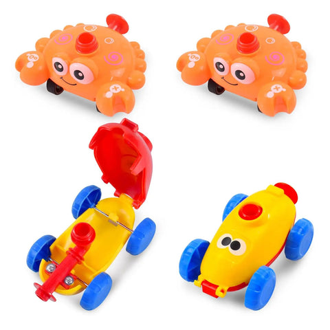 Balloon Launcher And Powered Car Set For Toddlers 3 To 5 Frog Theme STEM Toy Cool Racer Kit featuring crab and duck cars