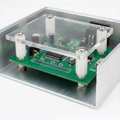 Top Shelf M20 Nylon Flat Washers, White Plastic Insulating Spacers For Bolts And Screws, 30 Pack around a circuit board in metal case.